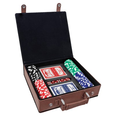 Laserable Football Texture Leatherette 100-Chip Poker Set