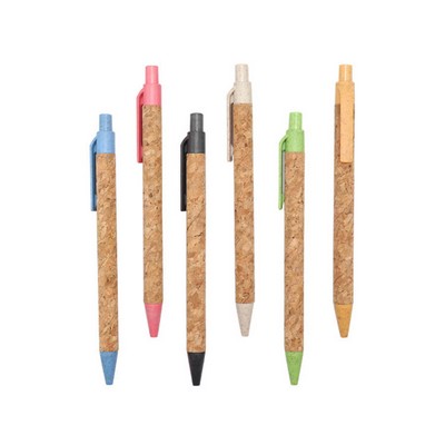 Cork & Recycled Wheat Straw Retractable Ballpoint Pens