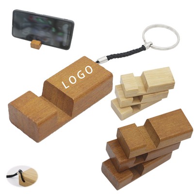 Keychain Bamboo Cellphone Stand