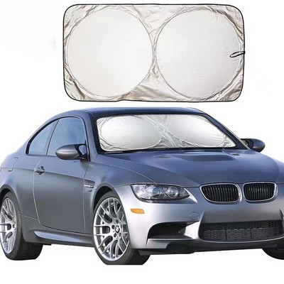 Car Windshield Sun Shade w/Storage Pouch