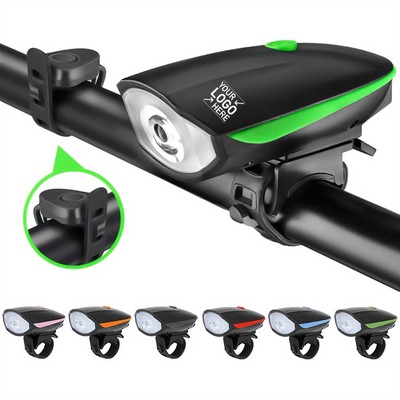 USB Rechargeable Bike Light with Built-In Horn for Safety