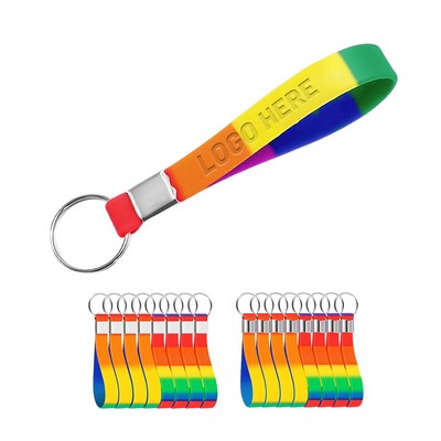 Debossed Rainbow Wristband Key Chain