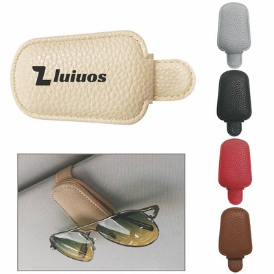 Car Magnetic Leather Sunglass Holder