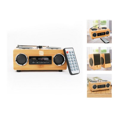 Bamboo Clock Radio with CD Player & FM Tuner