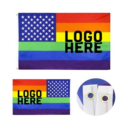 Double-sided USA Rainbow Flags