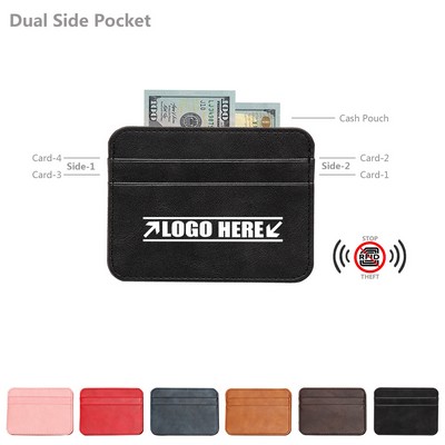 RFID Blocking 2 Sides PU Leather Card Holder Wallet