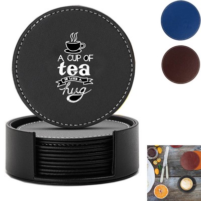 Leather Round Coaster Set-5PCS