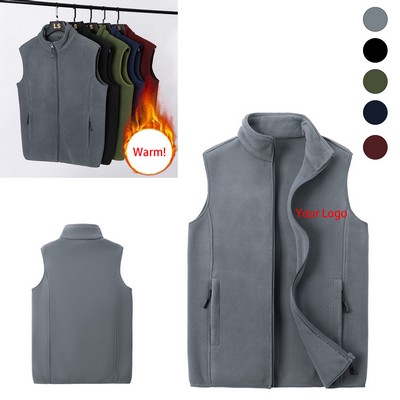 Stand-Collar Polyester Fleece Vest