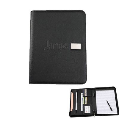 PU Zippered Portfolio Notepad