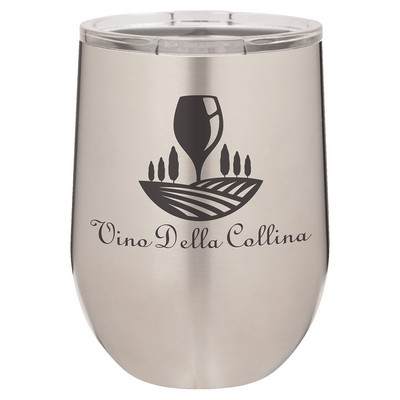 Stainless Steel Polar Camel 12 oz Stemless Wine Tumbler with a Clear Lid