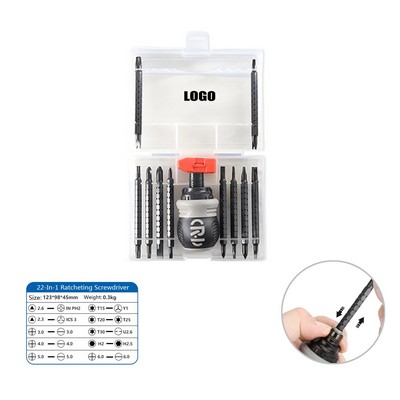 22-in-1 Multifunction Ratcheting Screwdriver Set with Ergonomic Design