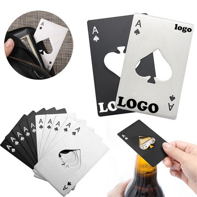 3 1/3" Custom Stainless Steel Poker Card Groomsmen Ace of Spades Beer Bottle Opener MOQ50PCS