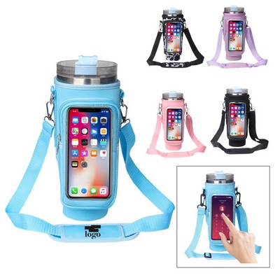 40oz Water Bottle Carrier Bag With Touch Screen Pocket