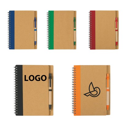 Eco Spiral Kraft Notebook With Matching Pen