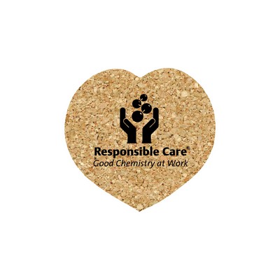 4" Econo Cork Heart Coaster