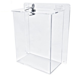 White Wall Mount Ballot Box w/Key Lock - Large (8-1/2"x11" Insert)