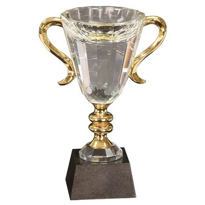 Crystal Trophy Cup Award on Black Base (10")