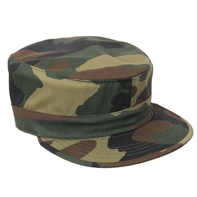 Poly/Cotton Woodland Camouflage Adjustable Fatigue Cap