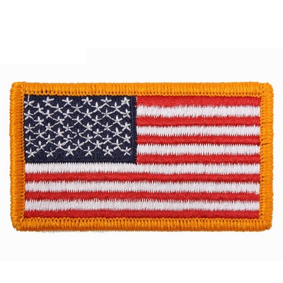 US Flag Embroidered Military Patch w/Gold Border