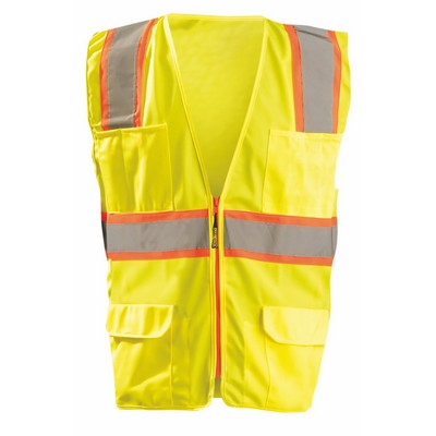 Class 2 Solid Two Tone Surveyor Vest w/Zipper