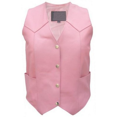 Women's Western Style Leather Vest (Pink)