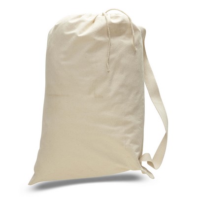 Medium Natural Canvas Drawstring Laundry Bag - Blank (19"x27")