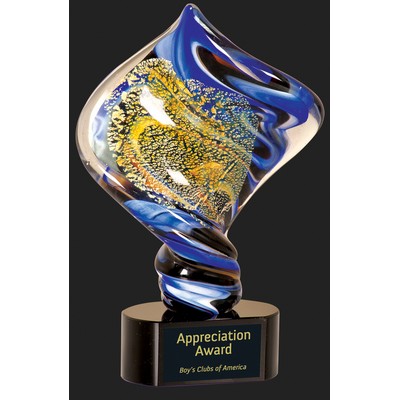 Diamond w/Spirals Art Glass Award - 11'' H