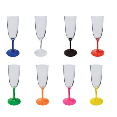 7 Oz. Acrylic Champagne Flute w/Colored Stem