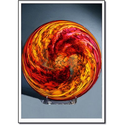 Ruby Star Art Glass Rondelle w/ Stand (14"x14")