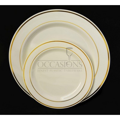 10.5" Bone/Gold Round Dinner Plate