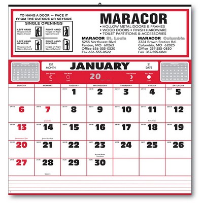 Blank Memo Half Apron Calendar w/Centered Numbers