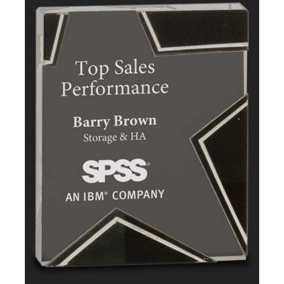 Black & Sliver Glass Star Award - 6 1/4'' High