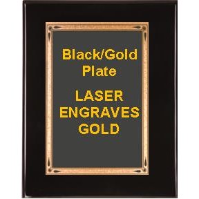 Black 7" x 9" Piano Finish Plaque - 5" x 7" Black/Gold Teardrop Plate