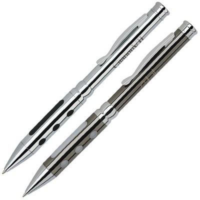 Solid Brass Twist Action Ballpoint Pen w/ Electroplated Finish & Polished Chrome Trim