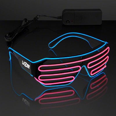 "Totally '80s" Blue & Pink EL Wire Glow Shades - Domestic Print