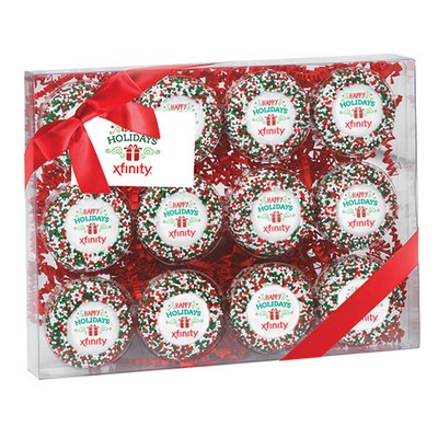 Elegant Chocolate Covered Printed Oreo® Gift Box - Holiday Sprinkles/Printed Cookies (12 pack)