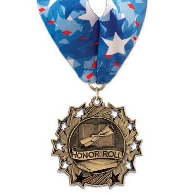 2 1/4" Honor Roll TS Medal w/ Stock Millennium Neck Ribbon