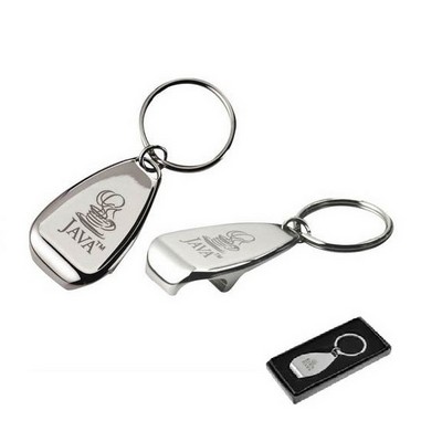 Chrome Simplicity Bottle Opener Keytag w/Gift Case