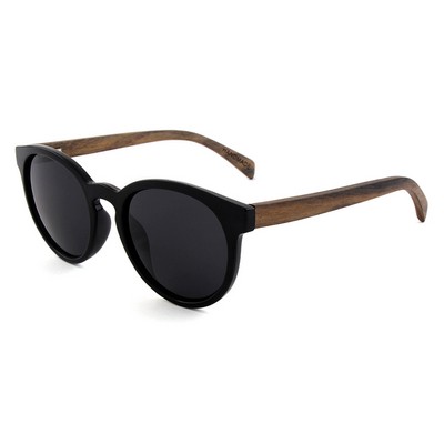 Rounded Ebony Wood Sunglasses - Black Frames