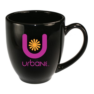 15 Oz. Black Glossy Vitrified Bistro Coffee Mugs