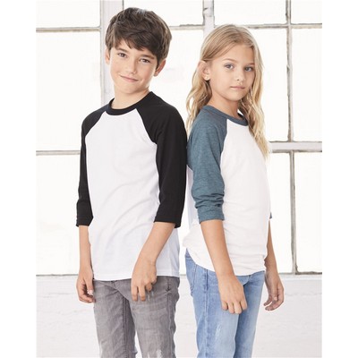 Bella+Canvas® Youth Three-Quarter Sleeve Baseball Tee