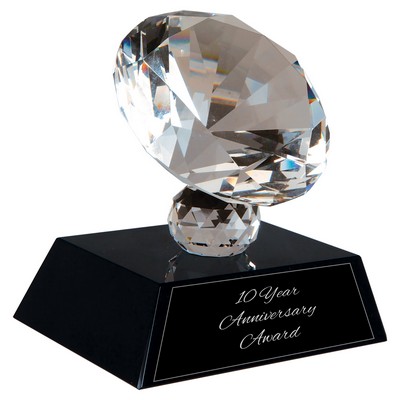 3 1/2" Crystal Diamond on Black Pedestal Base