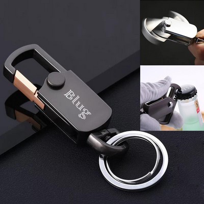 Deluxe Auto Gift Rotatable Key Ring w/Bottle Opener