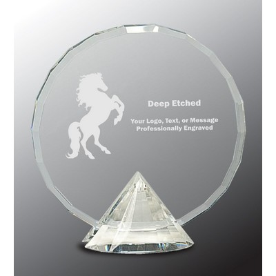 7 1/2" Clear Round Crystal Award on Clear Diamond Base