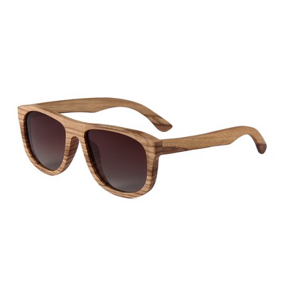 Zebra Wood Sunglasses - Gradient Brown Polarized Lenses - Zebra Wood Frames