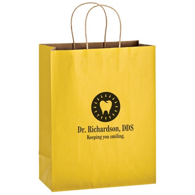 Matte Color Paper Shopper Tote Bag (10"x5"x13") Flexo Ink