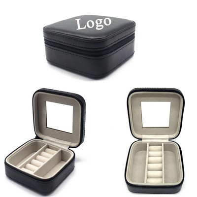 Portable Black Leather Creative Jewelry Storage Box