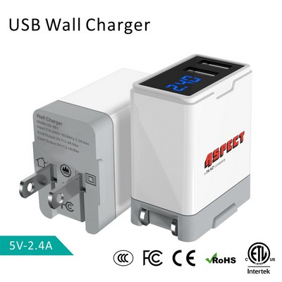 2.4A Dual Port USB Wall Charger AC Adapter