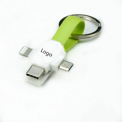 4-in-1 USB Cross Magnet Charging Cable Keychain