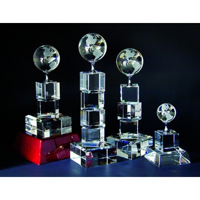 Globe Tower Optical Crystal Award/Trophy 9.5"H